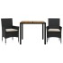 Set de comedor jardín 3 pzas con cojines ratán PE acacia