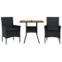 Set de comedor jardín 3 pzas con cojines ratán PE acacia