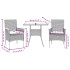 Set comedor jardín 3 pzas y cojines ratán sintético vidrio