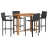 Mesa y taburetes de jardín 5 pzas madera acacia ratán PE