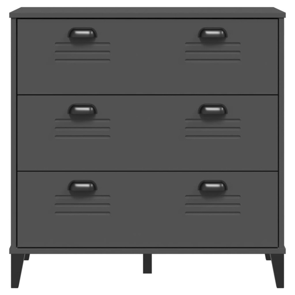 Cómoda de cajones VIKEN madera maciza de pino gris