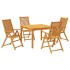 Juego de comedor de jardín 5 piezas madera maciza de