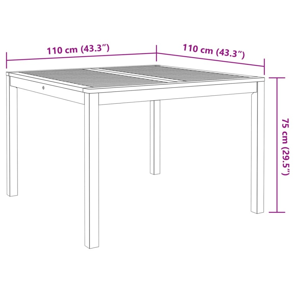 Juego de comedor de jardín 5 piezas madera maciza de