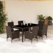 Juego de comedor de jardín 7 pzas con cojines ratán PE marrón