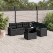 Set de sofás de jardín 7 pzas con cojines ratán sintético negro