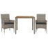 Set de comedor jardín 3 pzas con cojines ratán PE acacia