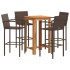 Mesa y taburetes de jardín 5 pzas madera acacia ratán PE