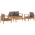 Set sofás de jardín con cojines 4 pzas madera maciza de