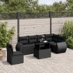 Set de sofás de jardín 7 pzas con cojines ratán sintético negro