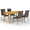 Juego de comedor para jardín 5 piezas marrón