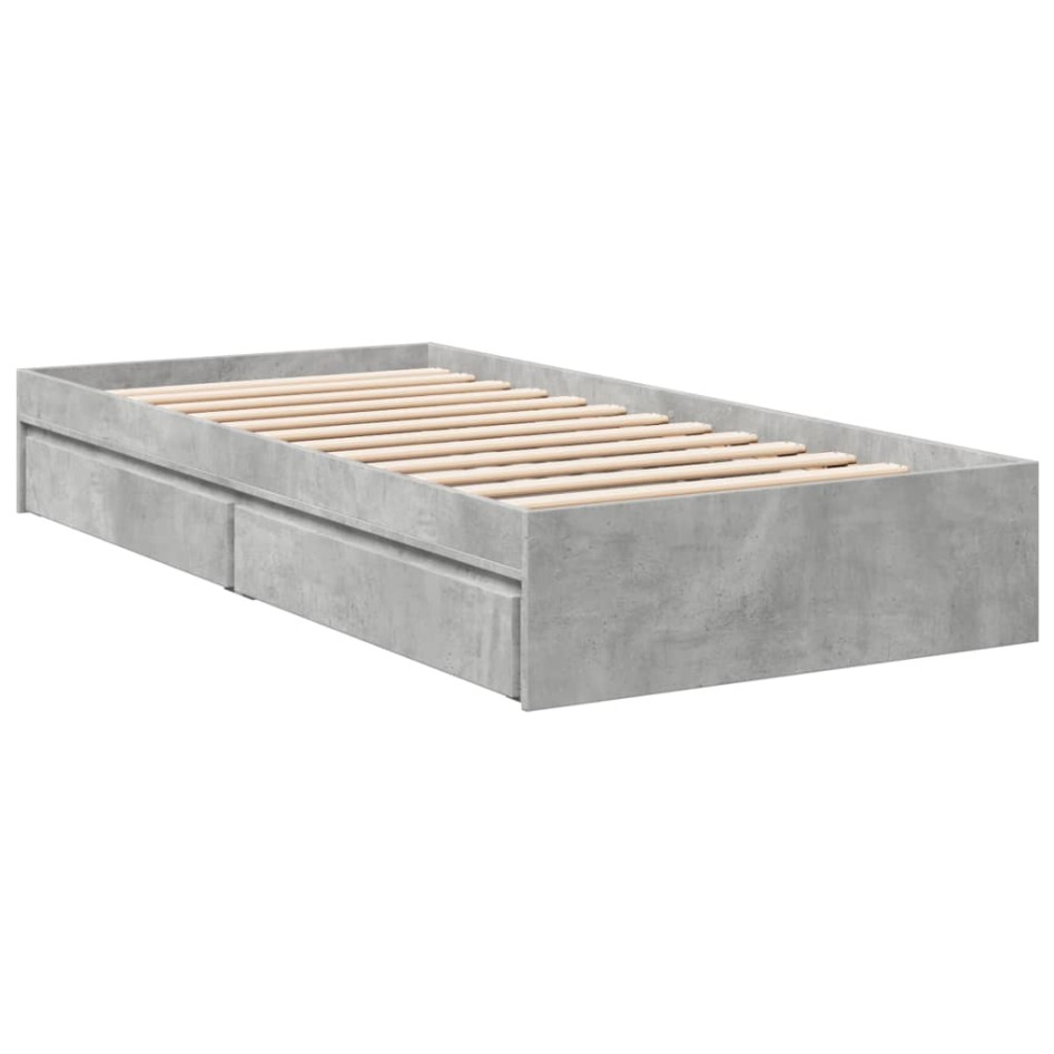 Cama con cajones madera ingeniería gris hormigón 90x200