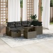 Set de sofás de jardín 7 pzas con cojines ratán sintético gris