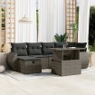 Set de sofás de jardín 7 pzas con cojines ratán sintético gris