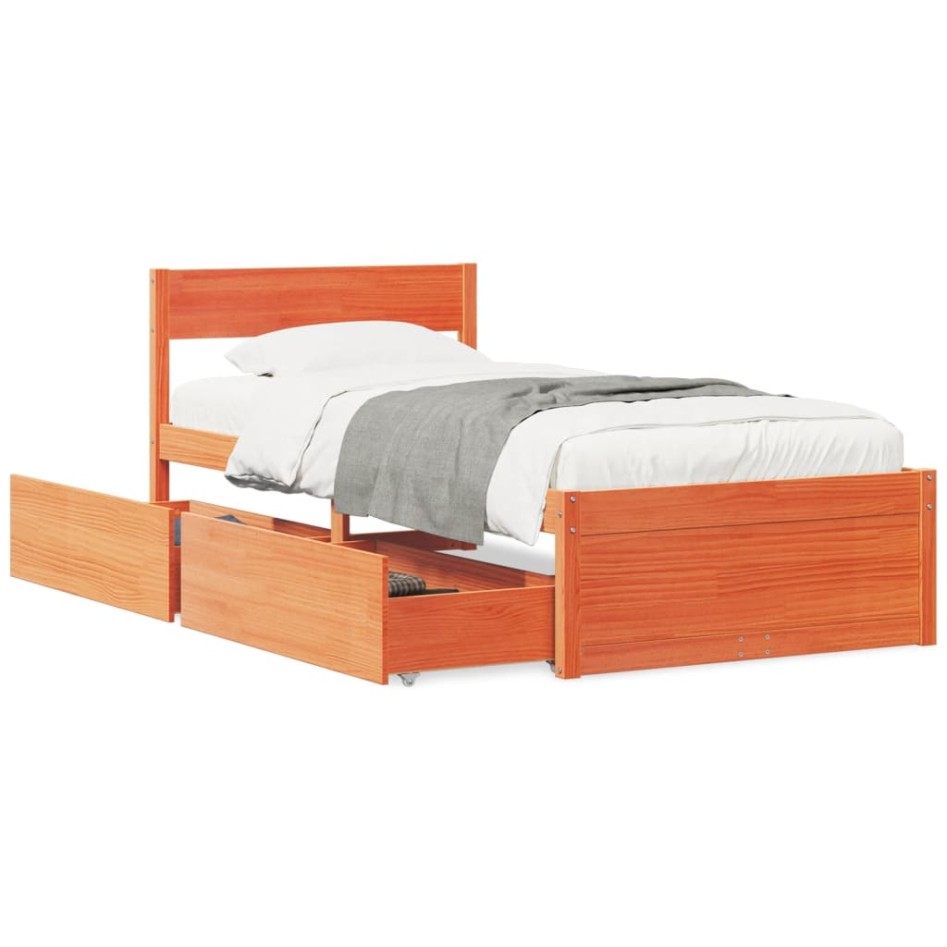 Estructura de cama sin colchón madera de pino marrón 90x200