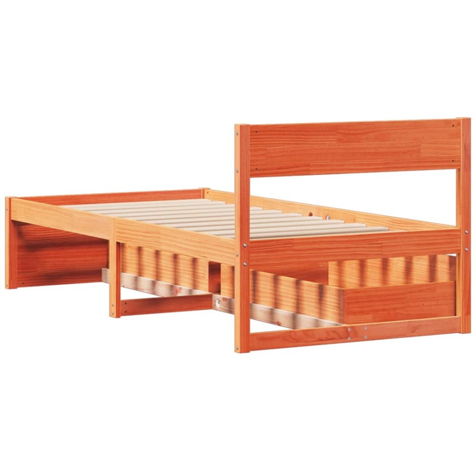 Estructura de cama sin colchón madera de pino marrón 90x200