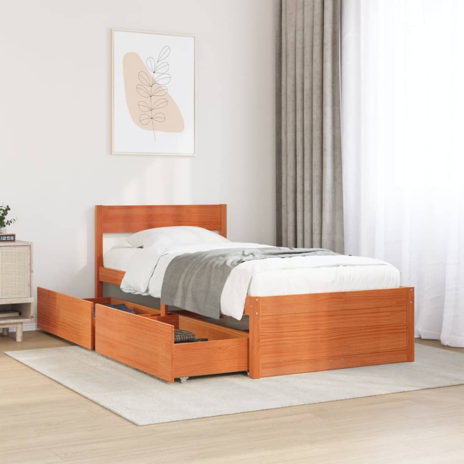 Estructura de cama sin colchón madera maciza marrón 90x190