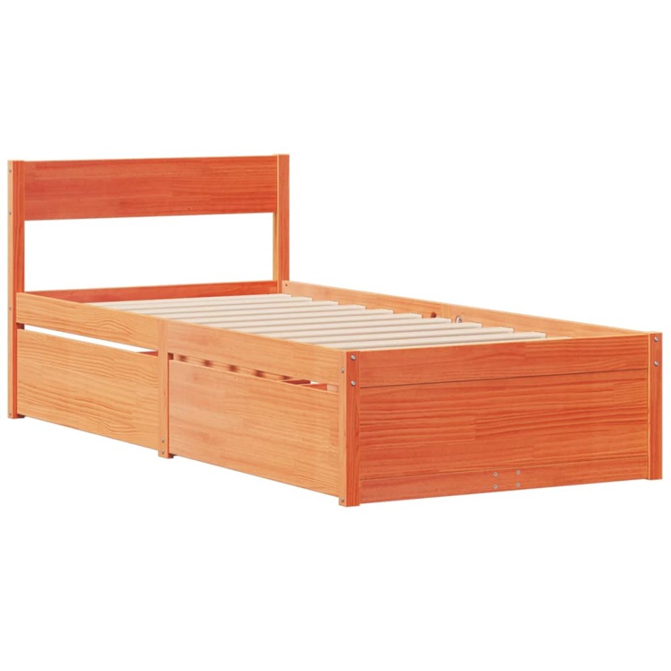 Estructura de cama sin colchón madera maciza marrón 90x190