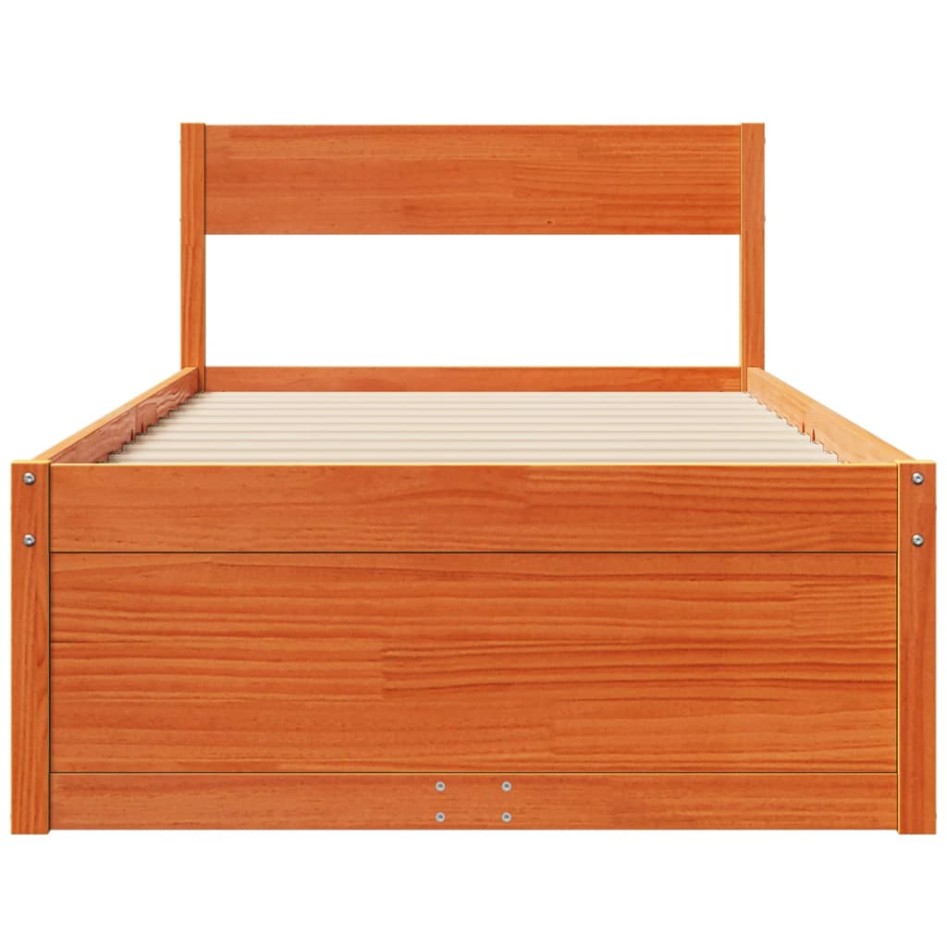 Estructura de cama sin colchón madera maciza marrón 90x190