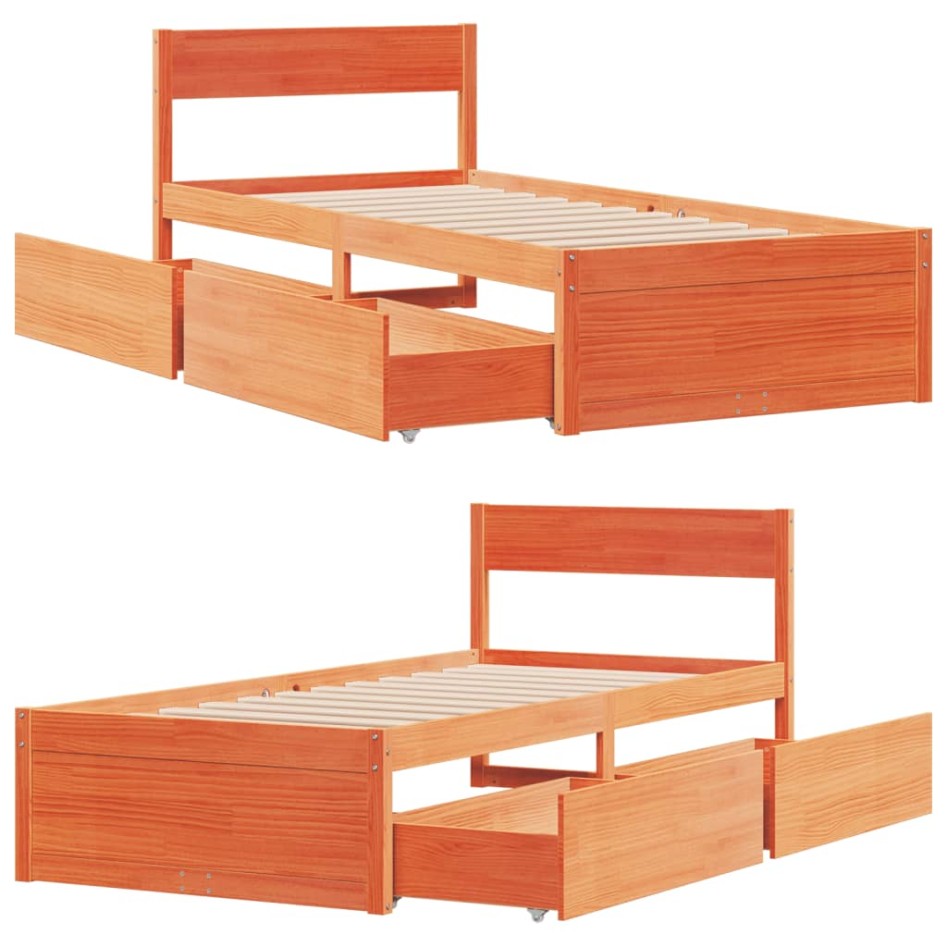 Estructura de cama sin colchón madera maciza marrón 90x190