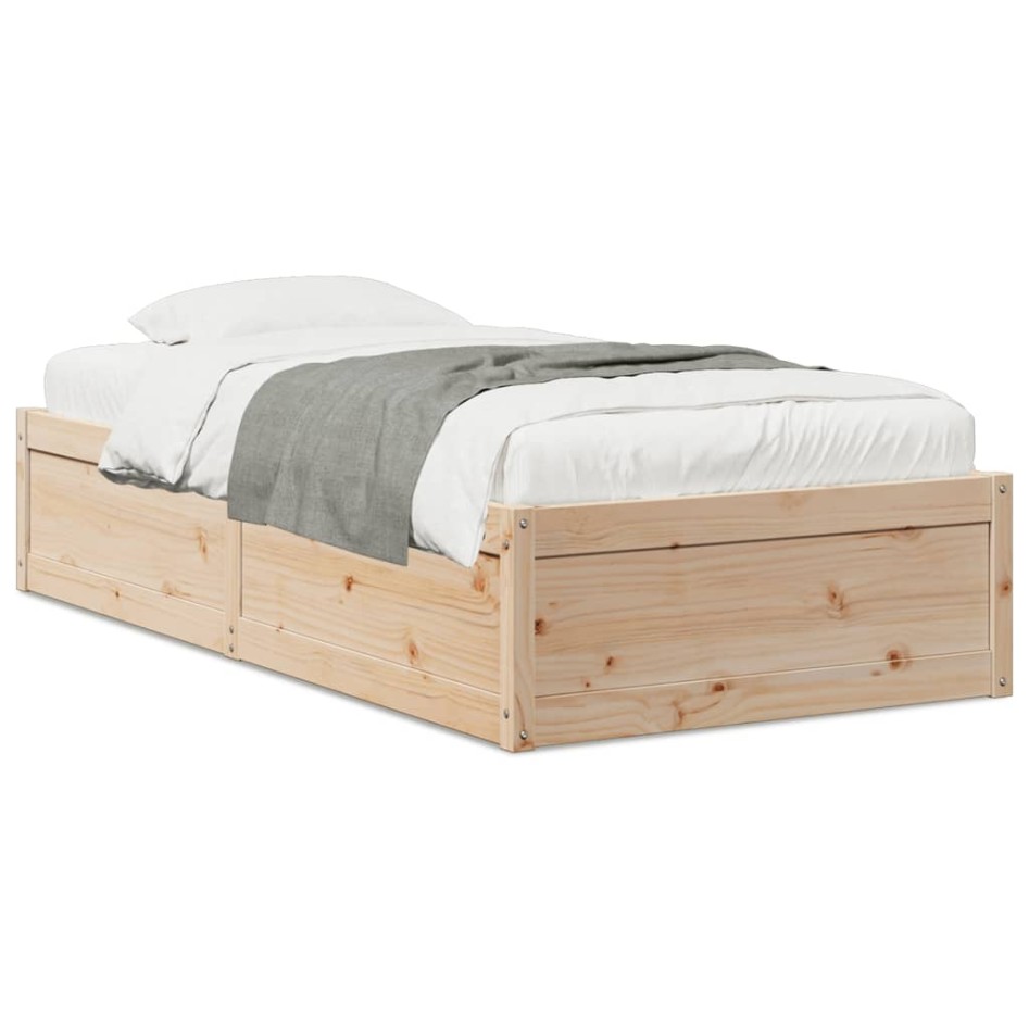 Estructura de cama sin colchón madera maciza pino 75x190