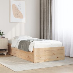 Estructura de cama sin colchón madera maciza de pino 90x200