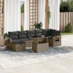 Set de sofás de jardín y cojines 8 piezas ratán sintético gris