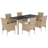 Set comedor jardín 7 pzas cojines ratán sintético vidrio