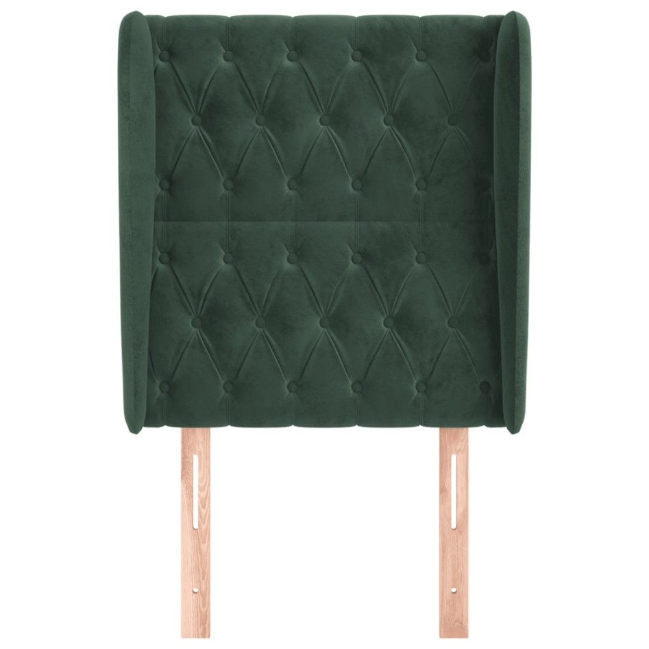 Cabecero con orejas de terciopelo verde oscuro 83x23x118/128