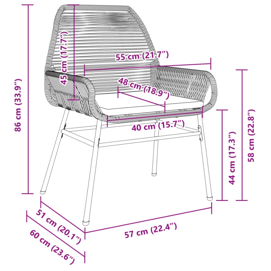 Sillones de jardín con cojines 2 uds ratán sintético