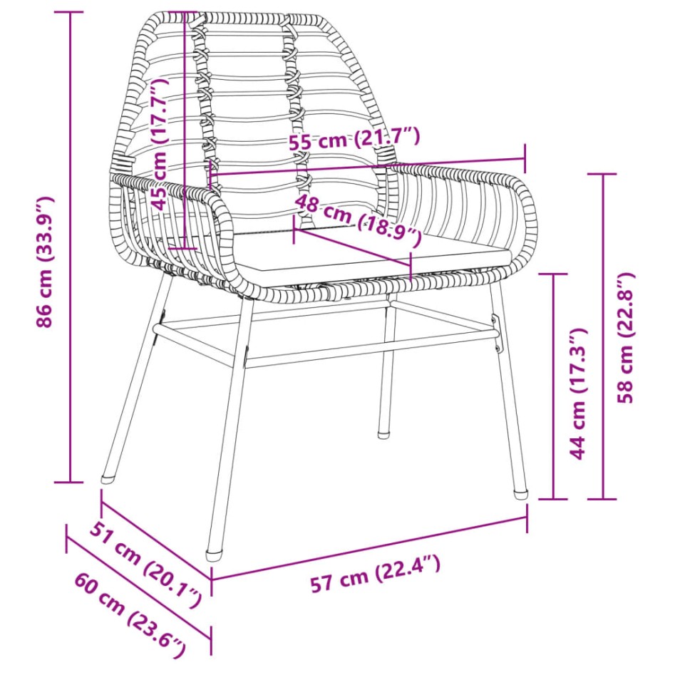 Sillones de jardín con cojines 2 uds ratán sintético
