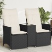 Sofá de jardín reclinable de 2 plazas con mesa ratán PE negro
