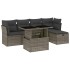 Set de muebles de jardín 6 pzas y cojines ratán sintético