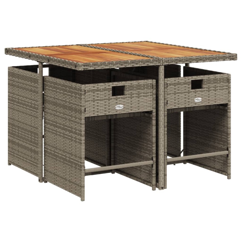 Set comedor de jardín 5 piezas con cojines ratán sintético