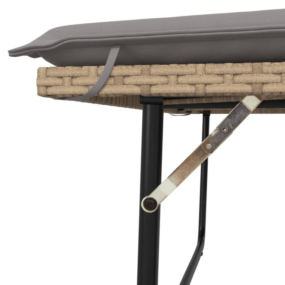 Banco de jardín con cojines y reposapiés ratán sintético