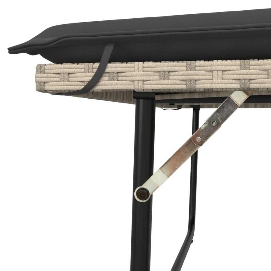 Banco de jardín con cojines y reposapiés ratán sintético