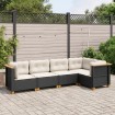 Set de muebles de jardín 5 pzas y cojines ratán sintético negro