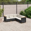Set de muebles de jardín 5 pzas y cojines ratán sintético negro