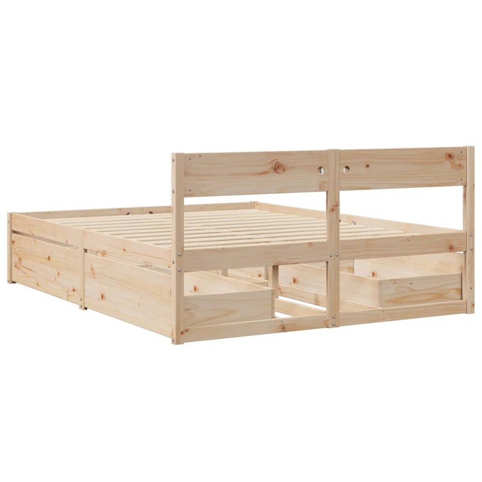 Estructura de cama sin colchón madera de pino blanca 140x200