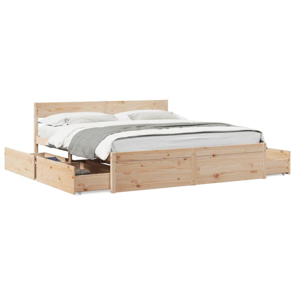 Estructura de cama sin colchón madera maciza de pino 200x200