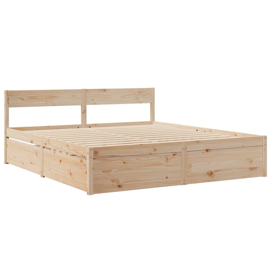 Estructura de cama sin colchón madera maciza de pino 200x200