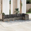 Set de muebles de jardín 6 pzas y cojines ratán sintético gris