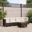 Set de muebles de jardín 5 pzas y cojines ratán sintético negro
