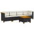 Set de muebles de jardín 5 pzas y cojines ratán sintético
