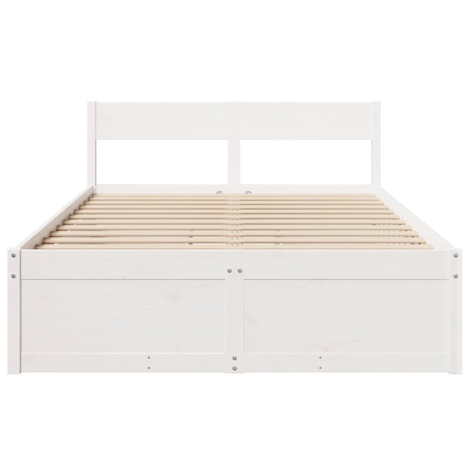 Estructura de cama sin colchón madera de pino blanca 140x190
