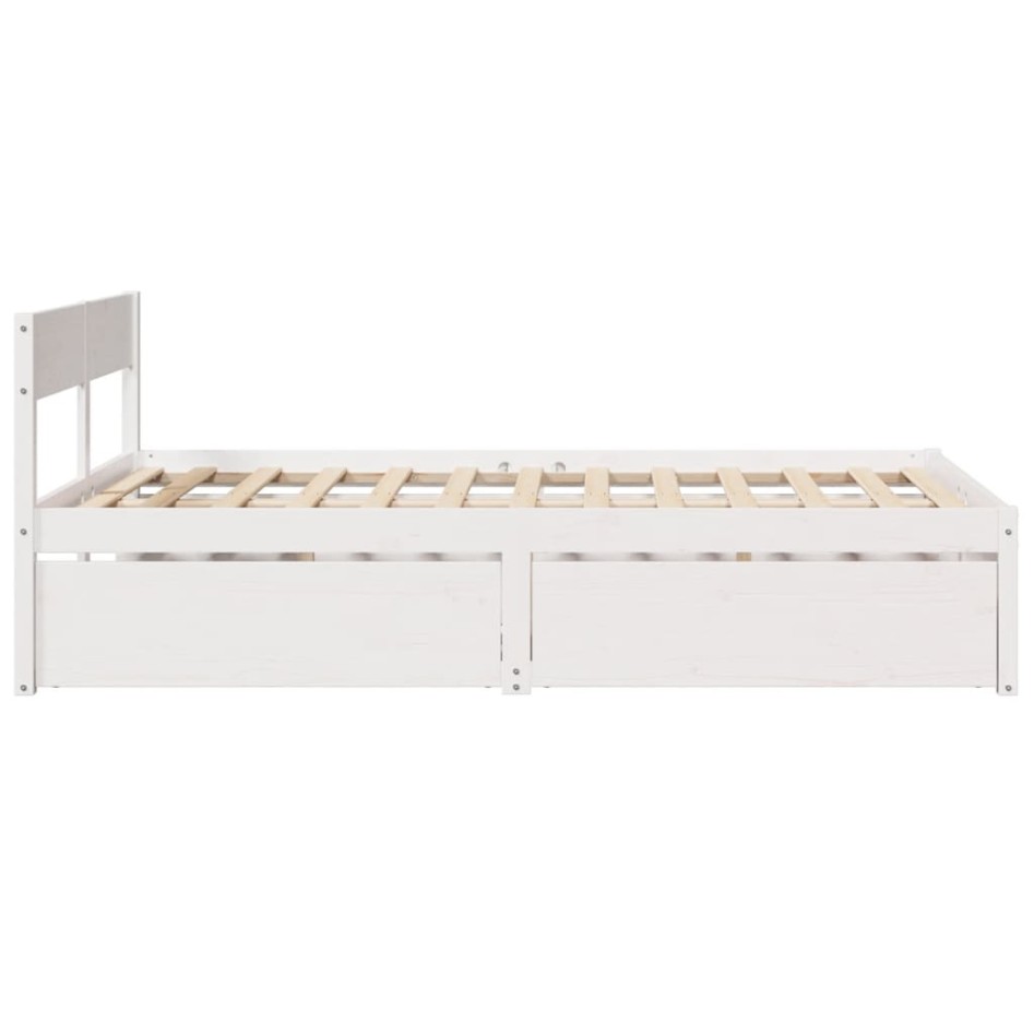 Estructura de cama sin colchón madera de pino blanca 140x190