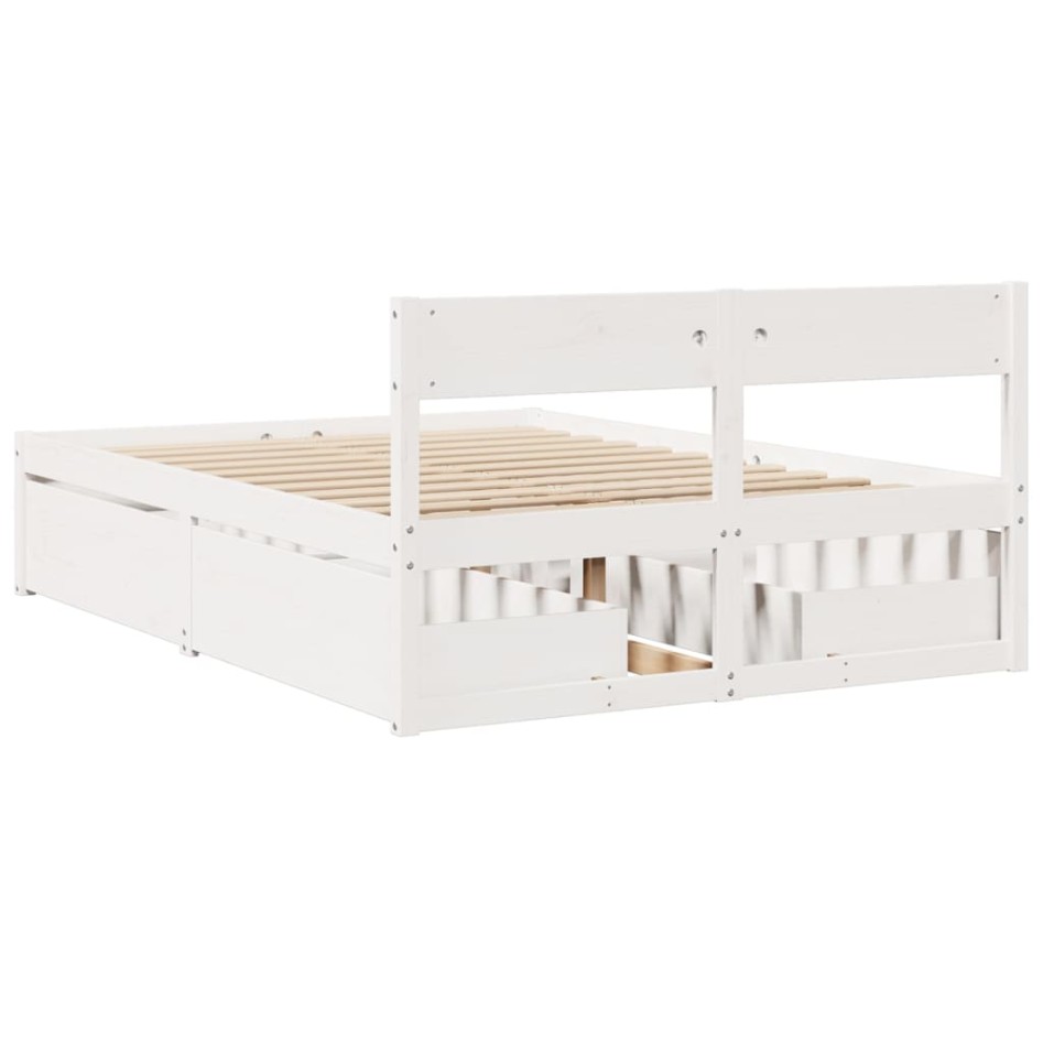 Estructura de cama sin colchón madera de pino blanca 140x190