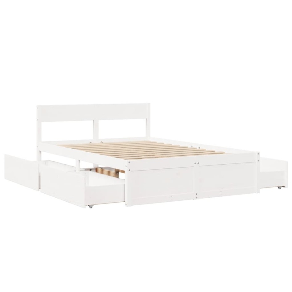 Estructura de cama sin colchón madera de pino blanca 140x190