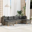 Set de muebles de jardín 6 pzas y cojines ratán sintético gris