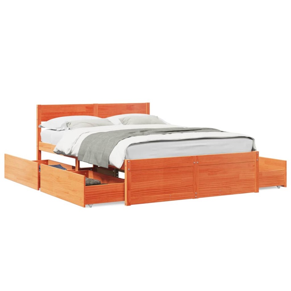 Estructura de cama sin colchón madera maciza marrón 120x190