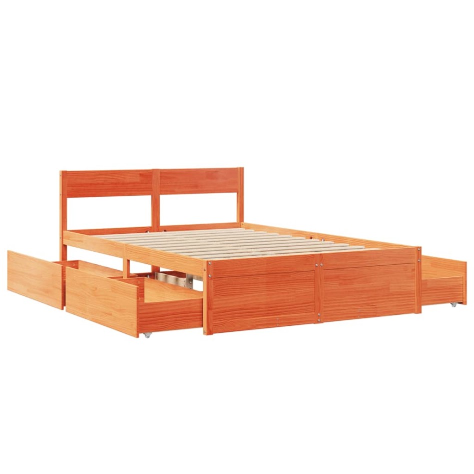Estructura de cama sin colchón madera maciza marrón 120x190